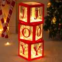 Christmas Decorations Large Red Transparent Light Box, Holiday Party Home Fireplace Decor