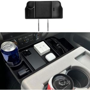 Zxiaochun Center Console Seat Headrest Organizer for 2011-2024 2025 Ford F150 F250 F350 F450 F550 F650 Accessories, Storage Tray with Non-Slip Rubber Mat (Jump Seat Only)