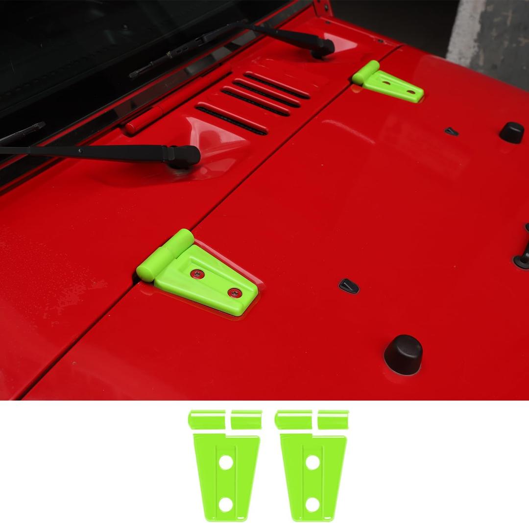 2PCS Hood Hinge Cover Trim Accessories for Jeep Wrangler JK JKU Sport Rubicon Sahara & Unlimited 2007-2018 (Green)