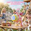 Bunny Bubble Gun Machine for Girl Easter Basket Stuffer, 360 Leak-Proof LED & 10,000+ BPM, Includes Surprise Stickers, Outdoor Birthday for Toddlers Ages 3-6