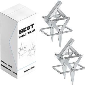 2 Pack Mole Traps, Scissor Mole Trap, Reusable Metal Material Easily Catches Moles, Rats, Chipmunks, Etc.