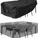 PureFit Patio Furniture Covers, Outdoor Table Furniture Cover Waterproof Rectangle, Patio Sectional Couch Set Cover for Deck, Lawn and Backyard, UV Resistant, 74"L x 47"W x 28"H, Black