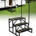 RV Steps with Handrail Heavy-Duty 3 Step Camper Entry Step Stairs for 5th Wheel RVs Outdoor Camping Travel Trailers Motorhome Mobile Home Porch Hot Tub Spa Portable Step