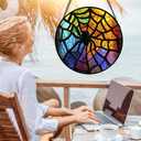 Stained Glass Suncatcher, Colorful Spider Sun Catcher Black Insect Stain Glass Window Hanging Decoration Mother's Day Birthday Gifts for Women Men Mom Nana 7.8 in