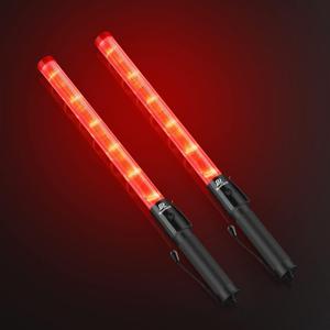 RoadHero 2 Pack Traffic Wand, 21 Inch Led Traffic Control Wands with 2 Flashing Modes, Safety Light Baton with Side Clip for Airport, Parking, Car Directing (Red)