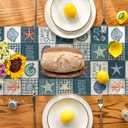 Artoid Mode Checkered Conch Shells Starfish 210 GSM Summer Table Runner, Seasonal Kitchen Dining Table Decoration for Home Party Decor 13x108 Inch