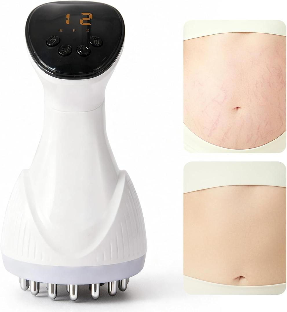 Lymphatic Drainage Massager & Anti-Cellulite Massage Tool, Body Sculpting Device for Legs, Arms & Stomach, Supports Smoother Skin, with Gentle Warming & Vibration