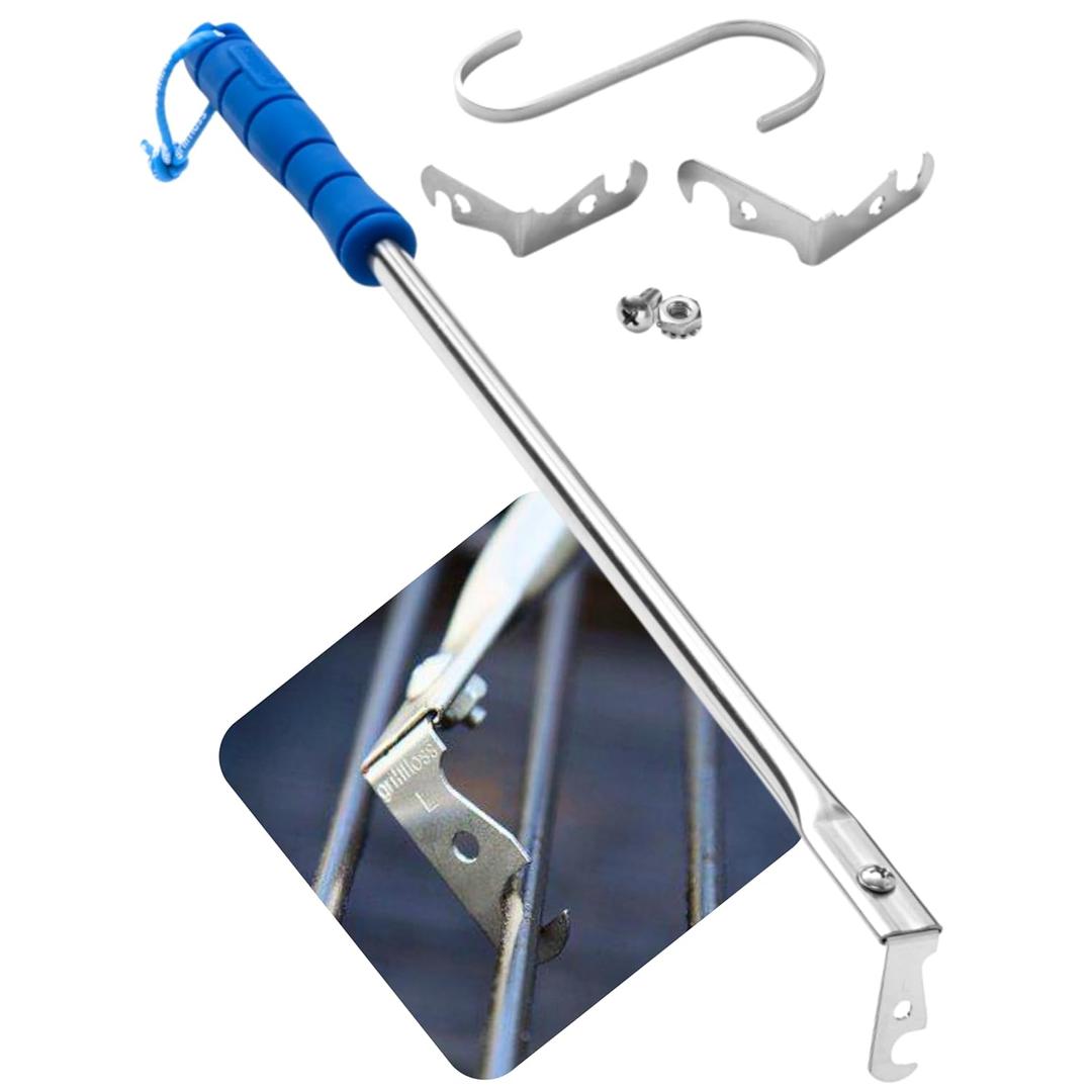 Premium Grill Scraper for Outdoor Grill with Round Grates - Bristle Free Grill Brush for Outdoor Grill - BBQ Grill Grate Cleaner Cleans Top and Bottom of Grill Without Lifting Grates
