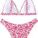 SOLY HUX Women's Floral Print Spaghetti Strap Bikini Bathing Suit 2 Piece Swimsuits Multicoloured Floral Large (Pink, L)