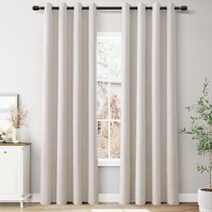 Joywell Natural Cream Beige Linen Full Blackout Curtains 84 Inches Long,Grommet Thermal Insulated Black Out Darkening Window Textured Drapes for Bedroom Living Room Nursery,2 Panels Set,52 x 84 Inch (52"W x 84"L (Pack of 2))