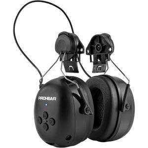 PROHEAR 037BR04 Bluetooth Hearing Protection with Adapter for 3M H-700 Hard Hats/DEWALT Hard Hat, 40H Playtime Safety Headphone for Construction Worker, Mowing - Black