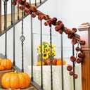 Fall Pumpkin Garland for Mantle Halloween Velvet Pumpkin Garland Autumn Harvest Hanging Decoration for Fireplace Mantel Porch Wall Centerpiece Thanksgiving Party Indoor 6ft(Rust)