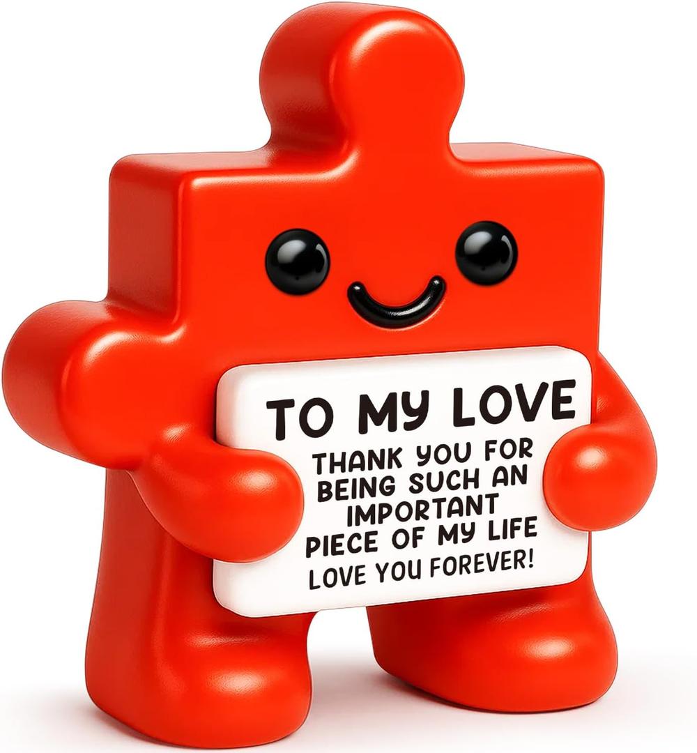 Fathers Day Love Gifts for Him Her, Wedding Anniversary Birthday Gifts for Boyfriend Girlfriend, I Love You Gift, to My Love Romantic Puzzle Piece Decor for Husband Wife Couples