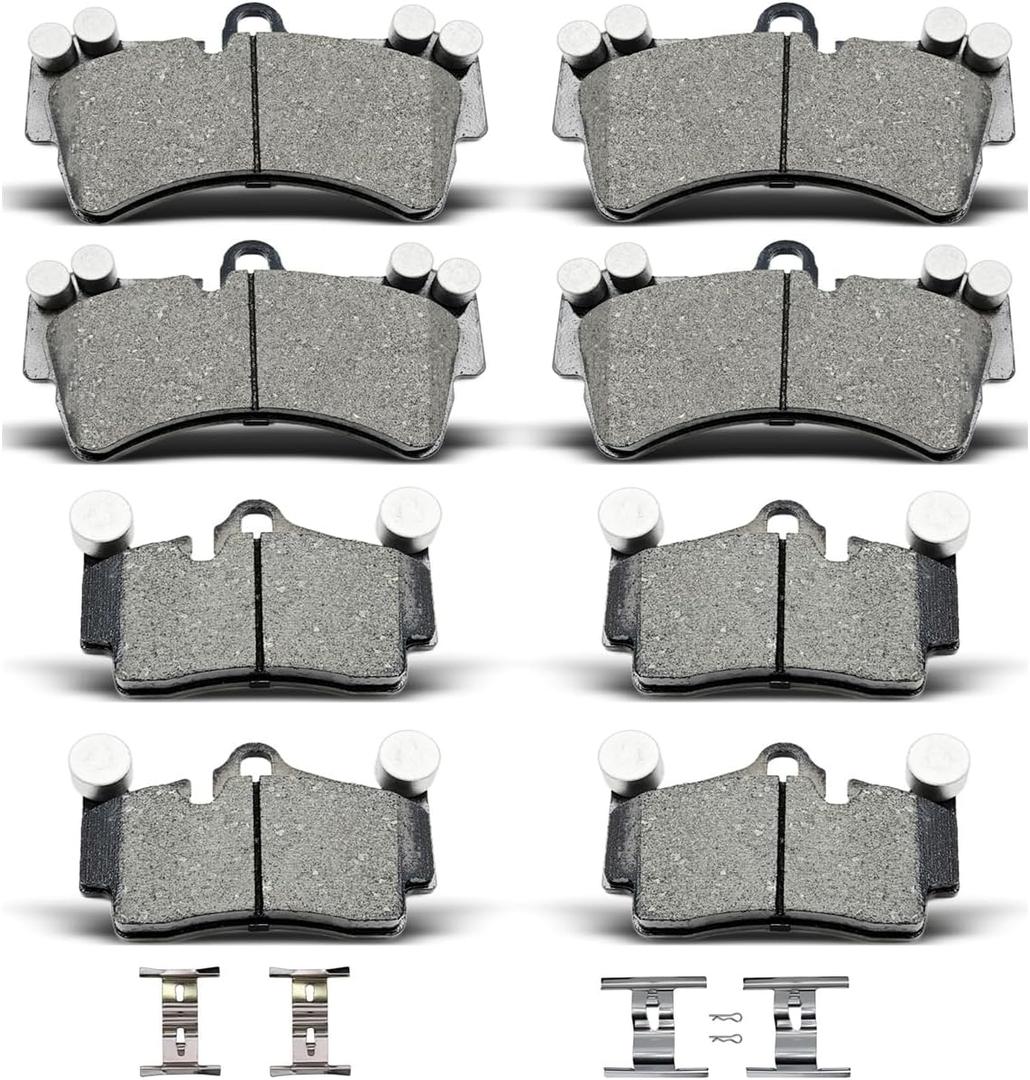 D978 D1014 8pcs Ceramic Front Rear Brake Pads With Clips Fit For 2007-2015 For Audi Q7,2004-2010 For Volkswagen Touareg,2003-2006 2008-2010 For Porsche Cayenne