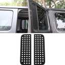 Hoolcar Rear Door Window Decals Aluminum Alloy Glass Panel Cover for 2018-2021 Jeep Wrangler JL & Unlimited 4-Door, Jeep Gladiator JT, Black