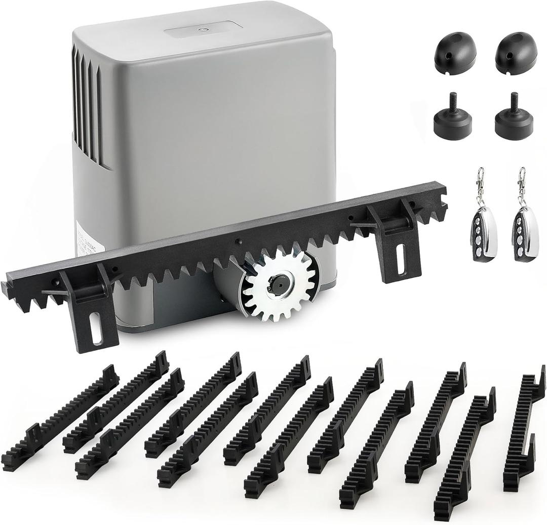 CO-Z 1400lb Rack Driven Sliding Gate Opener with Alarm System, 280W Automatic Gate Opener with Remote Controls, Electric Gate Motor for Gates up to 40ft, Complete Rack Gate Operator Kit for Driveways