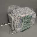 Large Cotton Makeup Bag, Quilted Floral Makeup Bag Organizer for Women Girls with Makeup Brush Compartment & Two Side Pockets, Cosmetic Travel Bag Vertical Storage- Blue Flower