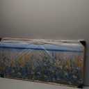 Large Blue Seaside Cyan Floral Wall Painting wildflower Blossom Art Framed Artwork for Living Room Bedroom 20x40 Inch