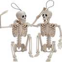 JOYIN 2 PCS 16" Halloween Skeleton Decor, Full Body Stayable Movable Joints, Posable Hanging Skeletons for Halloween Decoration, Yard, Graveyard, Haunted House Props, Spooky Scene Party Favor