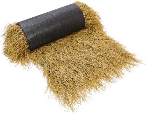 Tiki Thatch Grass Roof, Mexican Artificial Straw Roll for Tiki Bar Hut Party Garden Fence Patio DIY Crafts,Palapa Thatch Roofing Duck Blind Grass Hay Bales for Decoration (Yellow, 12" x 67")