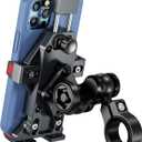 BRCOVAN Anti-Theft Aluminum Alloy Motorcycle Phone Mount with Vibration Dampener & High-Speed Secure Lock, Adjustable Bike Handlebar Cellphone Holder for Bicycle Scooter ATV, Fit 4.7-7.2'' Smartphone (BLACK)