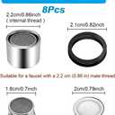 8 Pcs Faucet Aerator Replacement Parts Kitchen Sink Aerator Faucet Filter with Brass Shell Housing 15/16 Inch With Gasket For Kitchen and Bathroom, Chrome