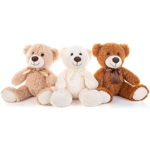 MorisMos 3 Packs Teddy Bears Bulk Stuffed Animals, Cute Small Teddy Bear Plush Toys, Little Stuffed Bear for Kids on Centerpiece Baby Shower, 14 Inches (3 Pcs-elegant)