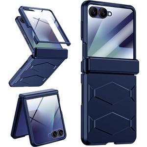 for Samsung-Galaxy Z-Flip-7 Armor Case: Full Body Protective Phone Case [Non-Slip Texture][Rugged Hinge Protection][Fast Wireless Charging] Durable Rugged case for Z Flip 7 5G(2025) Blue