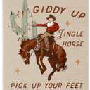 Ecezatik Western Christmas Wall Decor, Christmas Rodeo Cowboy Santa Wall Art With Wooden Poster Hanger, Christmas Wall Decorations, Christmas Wall Hanging, Western Home Decor, 12x16 Inches