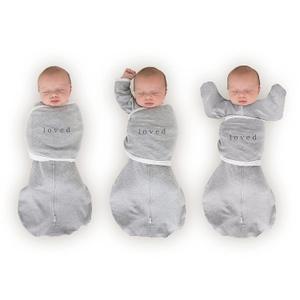 SwaddleDesigns 6-way Omni Swaddle Sack, Arms Up Swaddle for Newborn, More Options to Calm Startle Reflex, Improves Sleep, Easy Transition Baby Sleep Sack, Small, 0-3 month, Gray, Loved (Heathered Gray, Loved)
