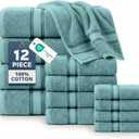 LANE LINEN Towels for Bathroom  12 Pack, 100% Cotton Towel Sets, Zero Twist, 4 Bath, 4 Hand Towel & 4 Wash Cloths, Highly Absorbent, Luxury Hotel & Spa Quality, Machine Washable  Teal