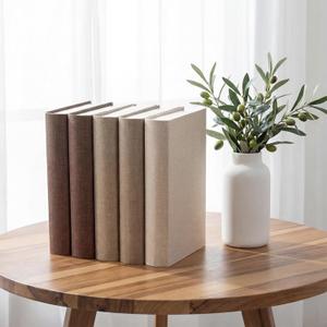 5 Pcs Modern Decorative Books for Home Coffee Table Decor Linen Cover Fake Books Neutral Stackable Faux Book for Home Shelf Mantle Entryway Decoration, 11 x 7 Inch