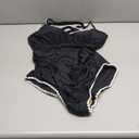 Eomenie Women's One Piece Swimsuit Tummy Control Slimming Bathing Suit Ruched Swimwear Tie Back Shell Stitch Swim Suit Large, Black 