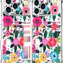 Compatible with iPhone 17 Pro Max Case Card Holder for Women Cute Design,Wallet Phone Cases Transparent Cool Kawaii Protective (Clear Floral Spring Blossom)