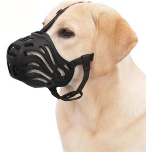 Dog Muzzle for Large Dogs, Silicone Basket Dog Muzzle for Large and Medium Dogs Breed Can Prevent Eating Chewing and Barking for Grooming Trimming Training (Black, XL-7)
