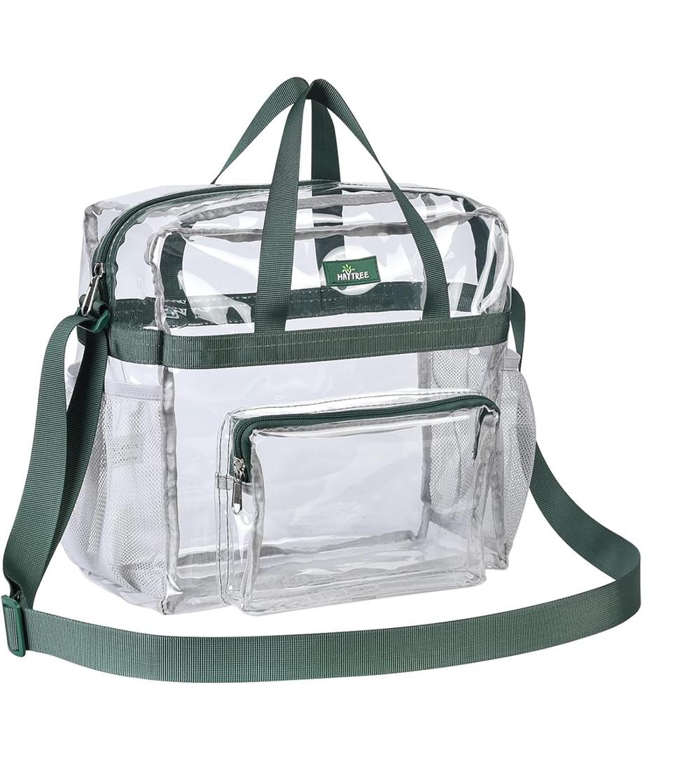 Bagenius Clear Bag Stadium Approved, 12612 Clear bag for Stadium Events, Women's Handbag for Sports Concert Festival Work (Green)
