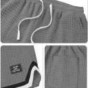 VOGSTART Mens Waffle Sweat Shorts Basketball Athletic Casual Midweight 8'' Inseam Shorts with Pockets (S-XXL) (Gray, M)