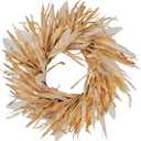 Fall Corn Husk & Wheat Wreath for Front Door 24 Inch, Farmhouse Style Rustic & Minimalist Autumn Wreath, Fall Harvest Decor for Home Porch Door Wall Indoor/Outdoor