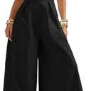 Verdusa Women's Zip Up Wide Leg Jumpsuits Sleeveless One Piece Jumpsuit Formal Dressy Casual Spring Outfits (Large, Black)
