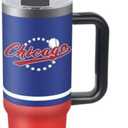 Veminei Tumbler 30oz Straight Skinny Car Cups With Insulated Cup Sleeve Portable Handle, Sports Travel Coffee Mug, Stainless Steel, Insulated,Classic Collection Gifts for Fans, NO LID