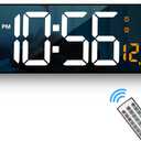 Digital Wall Clock Large Display, 16.2 Inch , LED Digital Clock with Remote Control for Living Room Decor, Automatic Brightness Dimmer with Date Week Temperature (Orange)
