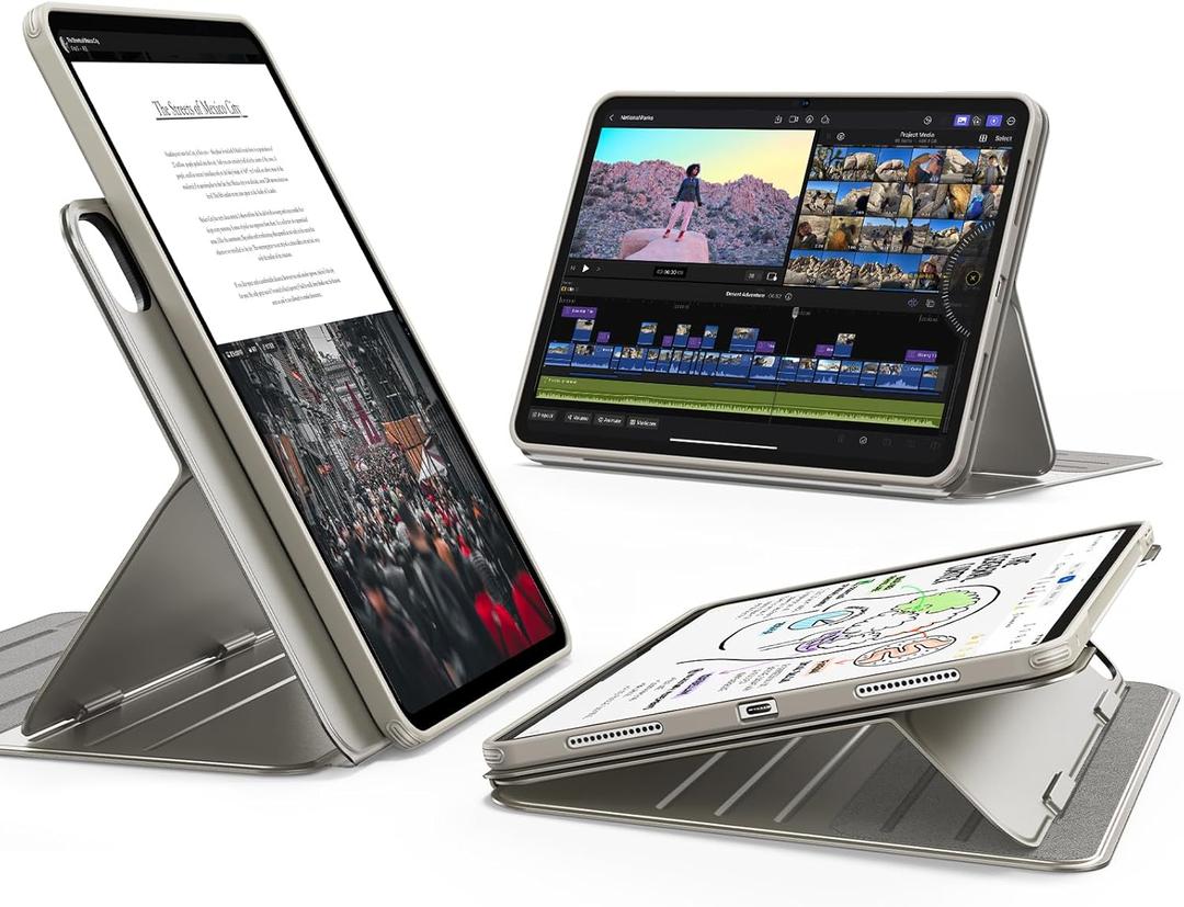 ESR for iPad Pro 13 Inch Case (M5/M4) 2025/2024, Rotating Case with Removable Magnetic Cover, Adjustable Portrait/Landscape Stand, 9 Standing Angles, Shift Series, Titanium