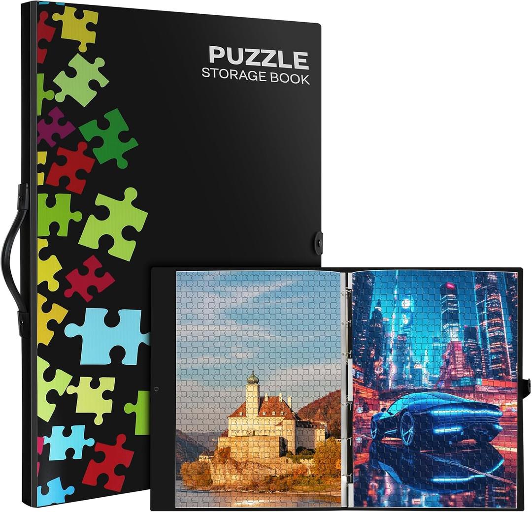 Puzzle Storage Folder for 1000 Pieces, Puzzle Frame Accessories for Puzzle Organizers and Storage, Large Capacity Jigsaw Puzzles Organizer Portable with 20 HD Film Pockets (Black) Puzzle Storage Folder for 1000 Pieces, Puzzle Frame Accessories for Puzzle Organizers and Storage, Large Capacity Jigsaw Puzzles Organizer Portable with 20 HD Film Pockets (Black)