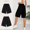 Cargo Shorts Women Y2K Baggy Knee Length Athletic with Pockets Hiking Waterproof Black Pants Men Summer Outfits (Black), Large