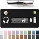 YSAGi Leather Desk Protector, Office Mat, Large Mouse Mat, Non-Slip PU Leather Blotter, Laptop Desk Mat, Waterproof Writing Pad for Office and Home (Black, 31.5" x 15.8")