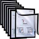 Magnetic Sign Holder 8.5 x 11 Wall Mount, Self-Adhesive Magnetic Sign Holder Durable PVC Waterproof Clear Display for Home, School, Office Wall, Store, Display Frame 6 Pack Black