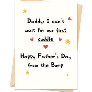7 x Father to Be Fathers Day Card Gift from Bump, Funny Fathers Day Card for Dad to Be & Soon to Be Dad & Expecting Dads, Cute Fathers' Day Cards Gifts Decorations from Pregnant Wife