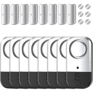 Door Window Alarm Sensors - Door Alarms for Kids Safety, Door Alarms for Home Security, for Home, Office, Store, Garage, Dorm Room, Apartment, RV, 8 Pack (Silver Gray)
