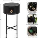 Kate and Laurel Decklyn Decorative Glam Round Side Table; 14 x 14 x 24; Black and Gold; Modern Circle Living Room Table with Pull Drawer for Useful Storage