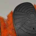 Unpafcxddyig Women Faux Fox Fur Slippers Feather Vegan Leather Open Toe Slip On Sandals (10, Orange)